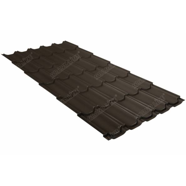 Металлочерепица Grand Line (Гранд Лайн) квинта плюс 0,5 GreenCoat Pural Matt RR 32 /1 кв.м./