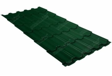 Металлочерепица Grand Line (Гранд Лайн) квинта плюс GL 0,5 Satin RAL 6005 /1 кв.м./