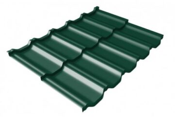 Металлочерепица Grand Line (Гранд Лайн) квинта Uno c 3D резом 0,5 GreenСoat Pural RAL 6020 /1 кв.м./