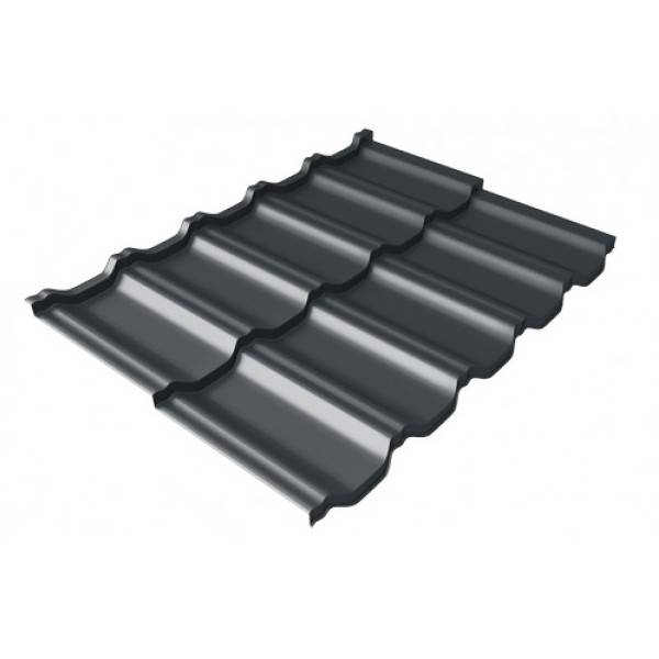 Металлочерепица Grand Line (Гранд Лайн) квинта Uno c 3D резом 0,5 Satin RAL 7024 /1 кв.м./
