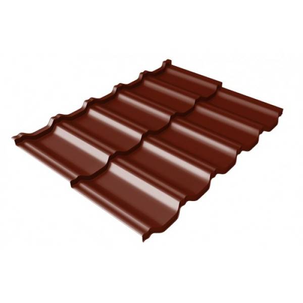 Металлочерепица Grand Line (Гранд Лайн) квинта Uno c 3D резом 0,5 Satin RAL 3005 /1 кв.м./