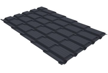 Металлочерепица Верховье квадро профи Grand Line 0,5 Rooftop Matte RAL 7024 мокрый асфальт